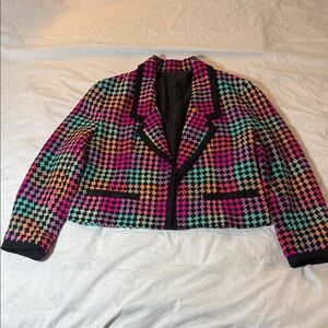 Doncaster Silk Multicolor Houndstooth Blazer
